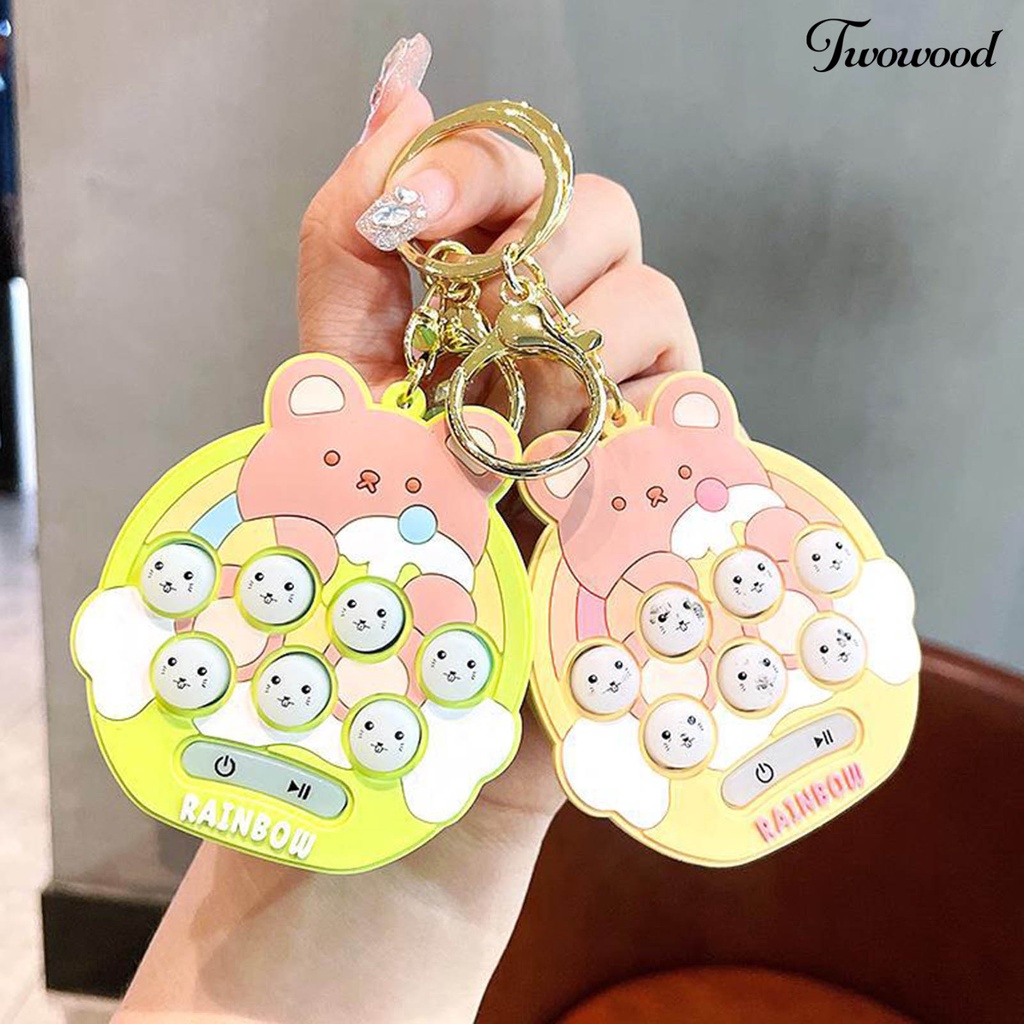 Twowood Mainan Sensory Elektronik Portable Pendidikan Menarik Gantungan Kunci Genggam Lucu Mini Hamster Memory Game Untuk Anak