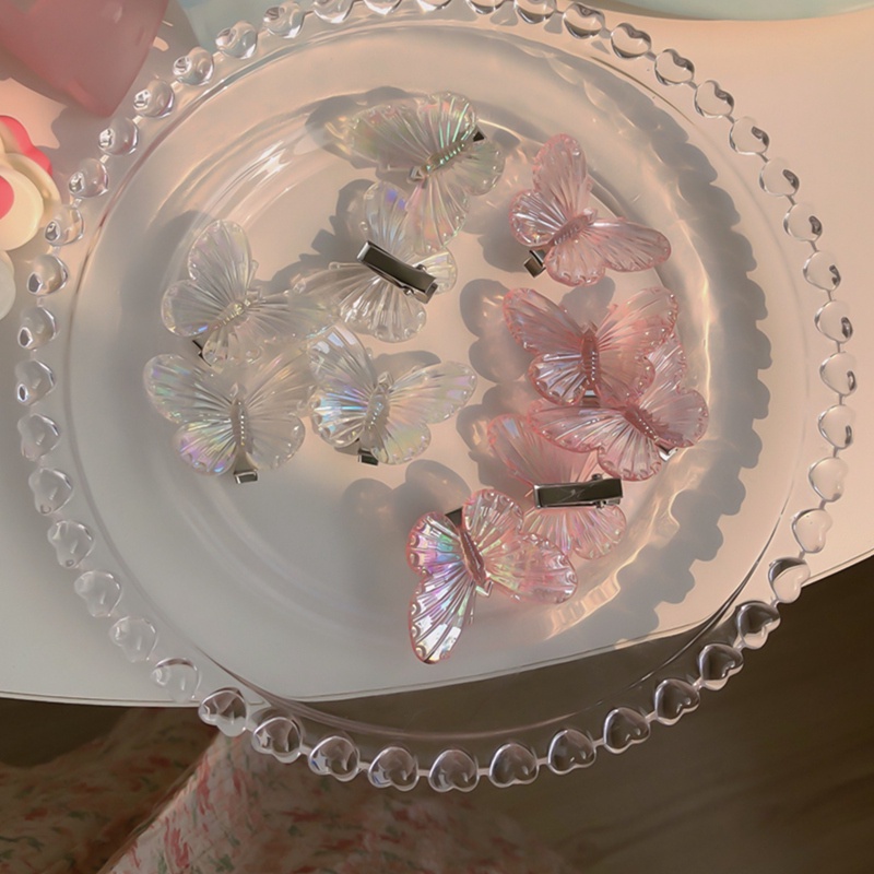 5pcs Gadis Transparan Kupu-Kupu Merah Muda Jepit Rambut Anak Fashion Bentuk Hati Rambut Klip Wanita Jepit Headband Aksesoris Rambut