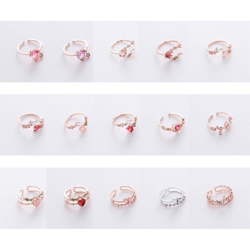 Cincin Perak925 Sterling Untuk Wanita Hati Wishbone Tunangan Kawin Rose Gold Kristal Ring Perhiasan Mewah