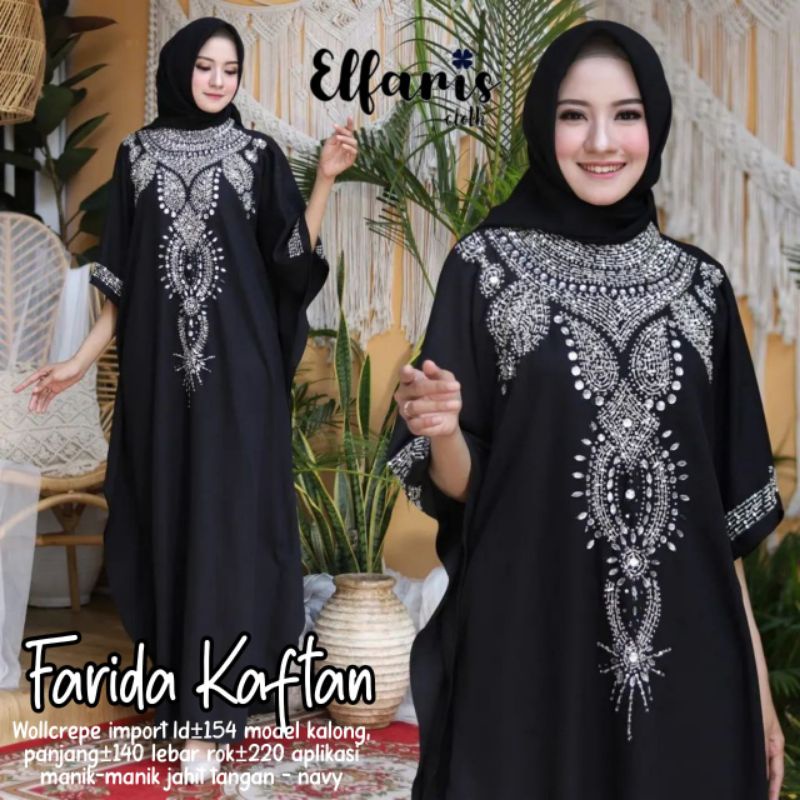 Kaftan Mewah Elegan bisa dipakai tanpa inner turkey style aplikasi payet dan swarowsky ORI Label