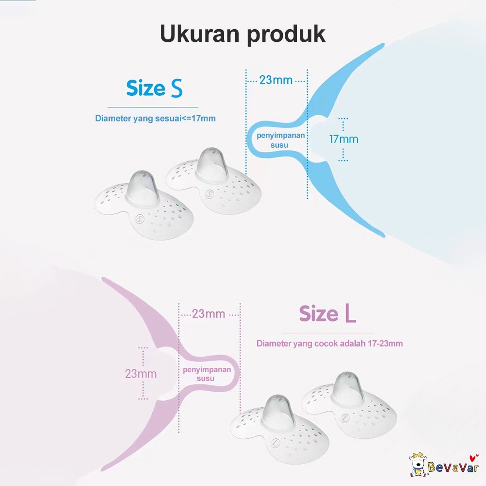 BEVAVAR 2Pcs Nipple Shield Cover Protector Silikon Pelindung Puting Menyusui Dengan Box