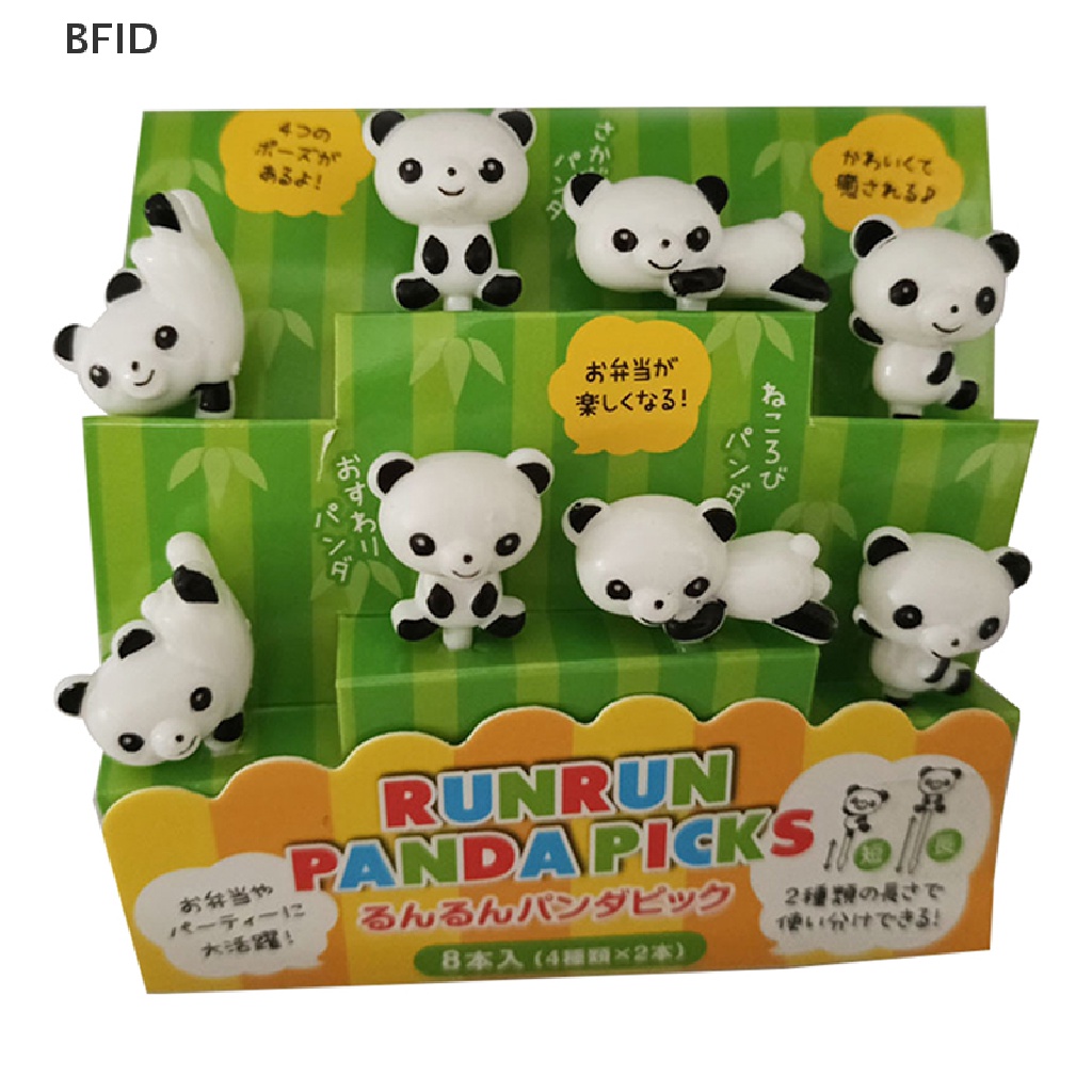 [BFID] 8pcs/set Mini Kartun Panda Garpu Buah Anak Snack Dessert Picks Tookpick Bekal Makan [ID]