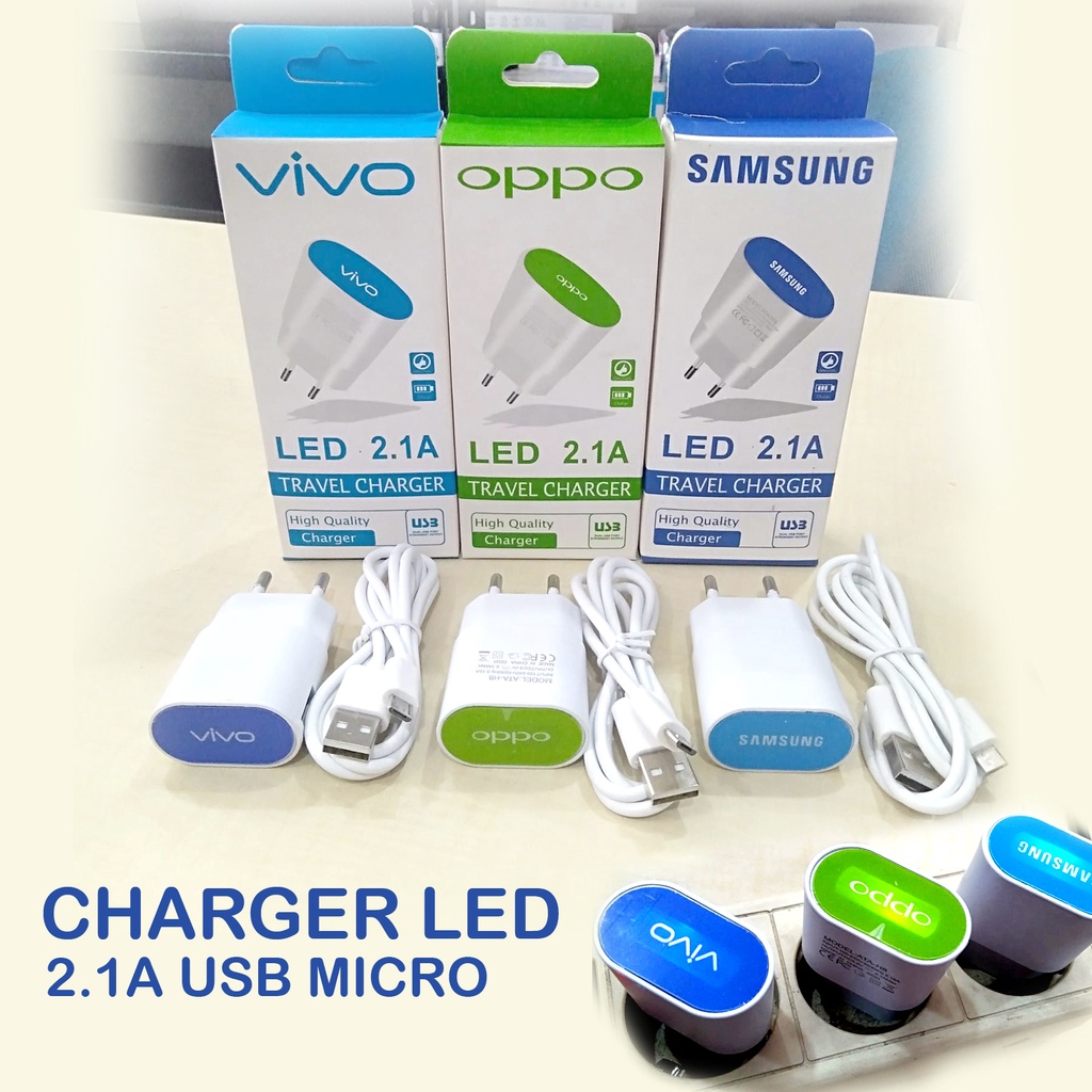 Charger LED 2.1A USB Micro High Quality Merk Travel Charger Branded