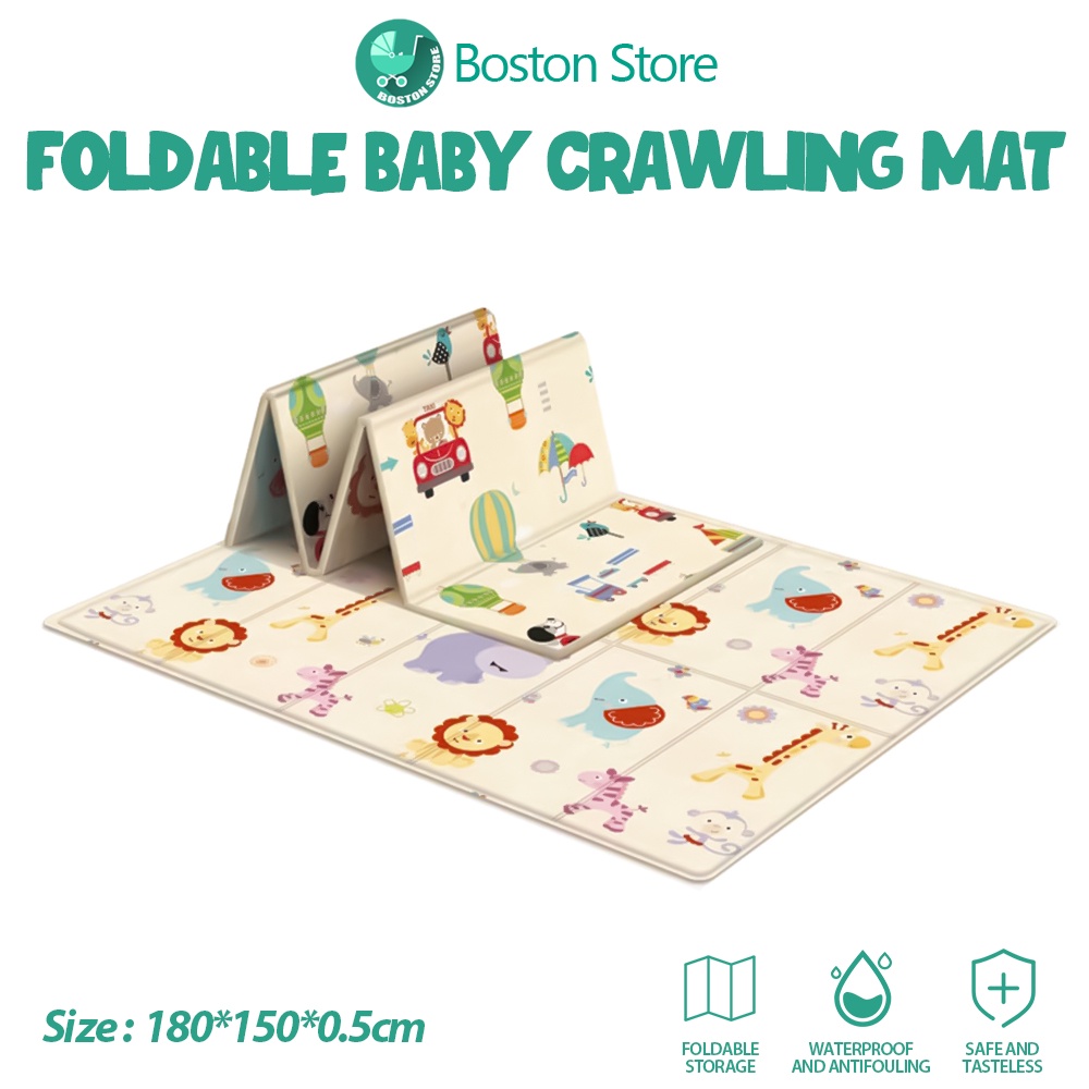 Bostonstore Karpet merangkak bayi Waterproof Baby playmat foam lipat panjang 180cm / Karpet Bayi Merangkak / Karpet Bayi Ompol / Karpet Bayi Playmate / Karpet Bayi Anti Air / Karpet Bayi Merangkak Tebal Jumbo / Karpet Bayi Tebal / Playmat  Bayi / Playmate