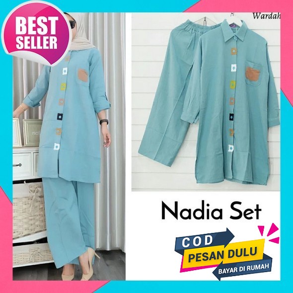 One Set Setelan Tunik Crinkle Air Flow Premium One Set Jumbo Setelan Tunik Wanita Kekinian Import St