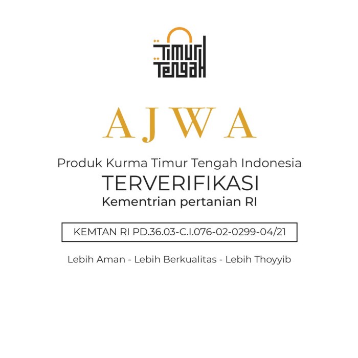 

TIMUR TENGAH KURMA AJWA / SUKARI 500 GR PREMIUM DATES LIMITED EDITION