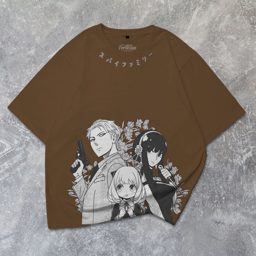 HIPNOP Kaos Oversize SPY X FAMILY T-Shirt Cowok Premiu