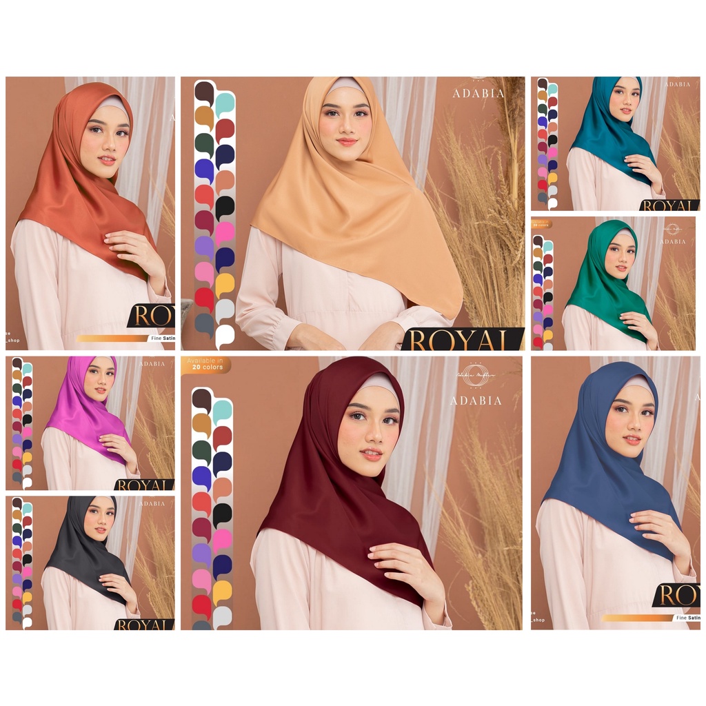 SEGIEMPAT SATIN ROYAL ADABIA SEGI EMPAT SCARF POLOS SIZE 105 X105 MURAH KEKINIAN
