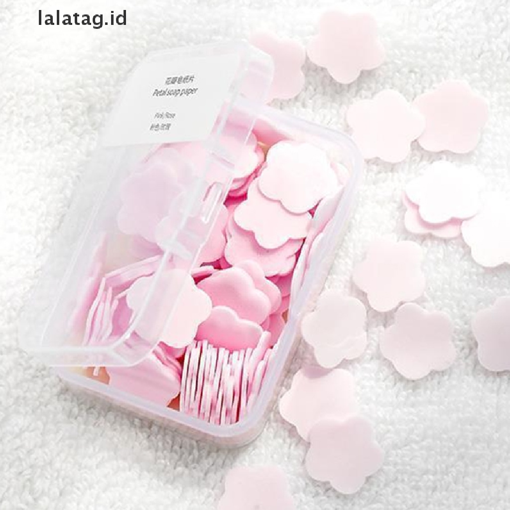 [lalatag] 100pcs/box Sabun Kertas Bentuk Bunga Mini Lucu Sekali Pakai Dengan Box Cuci Tangan [ID]