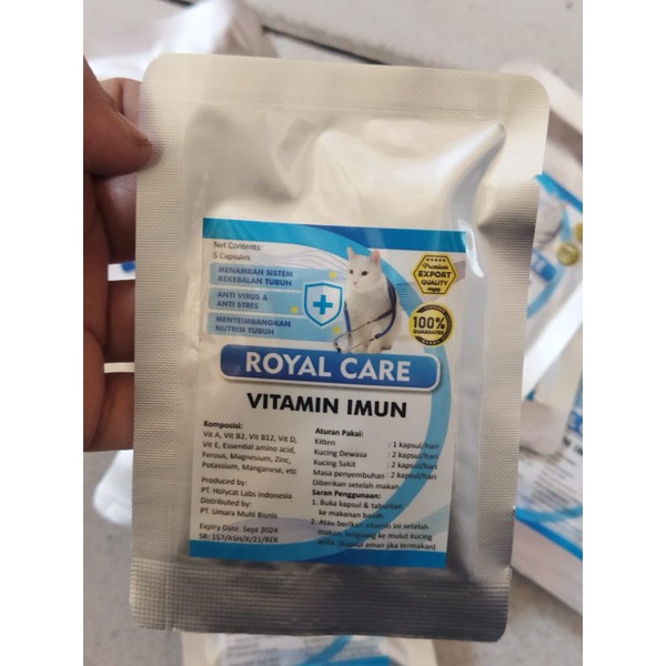 Royal Care Vitamin Imun Kucing isi 5 Caps Agar Tidak Mudah Sakit (antivirus, anti stres)