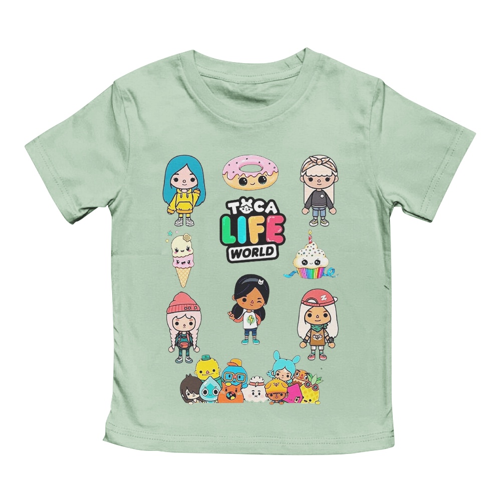 Kaos Anak Perempuan Unisex 1-12 Tahun Cartoon Series Motif Tocca Life World