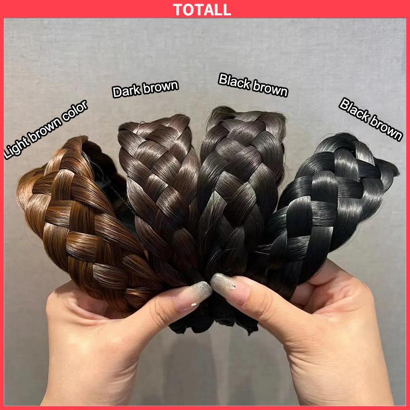 COD Ikat Kepala Wig Kepang Bertepi Lebar ikat kepala Kepang Fishbone Menebal Kepang Twist yang Menebal Cuci Muka Ikat Rambut Wanita-Totall