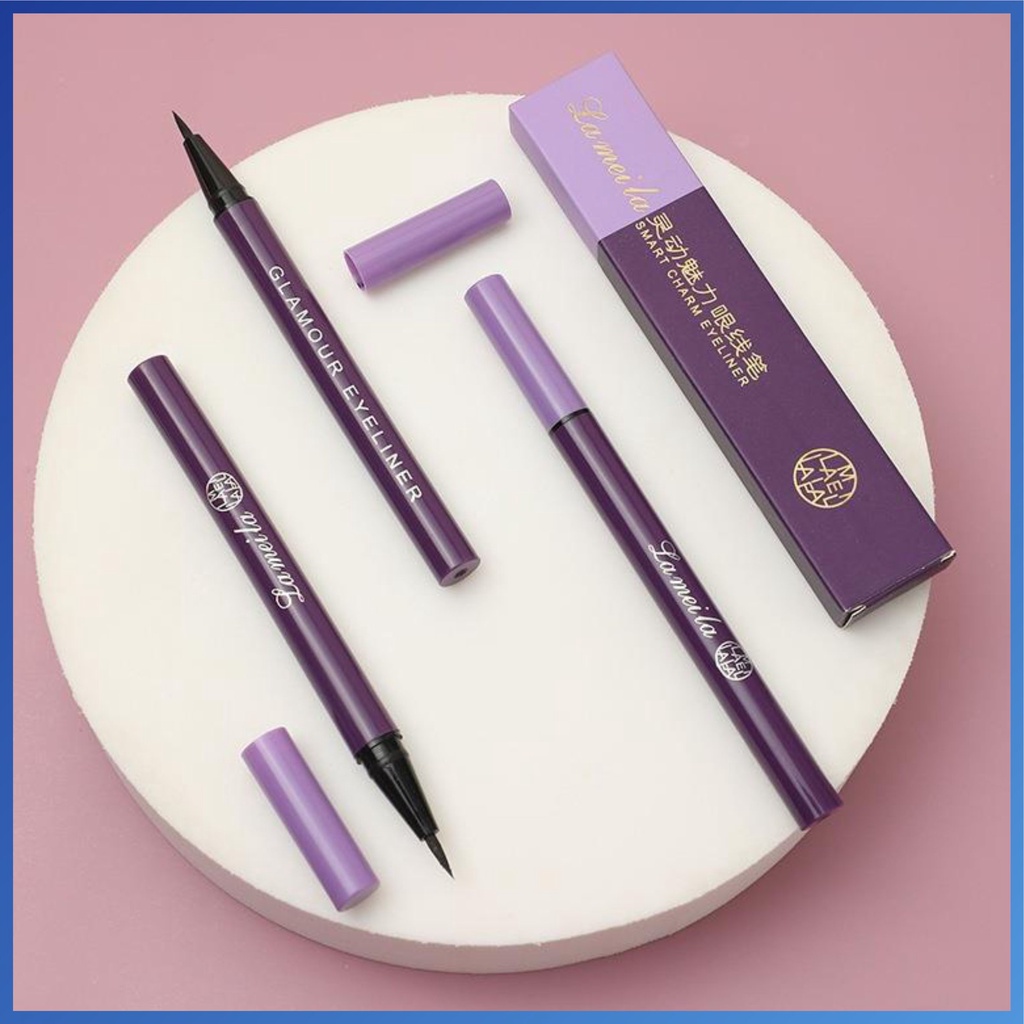 LAMEILA Glamour Eyeliner Ungu Purple Long Lasting Waterproof Eye liner Warna Hitam L43