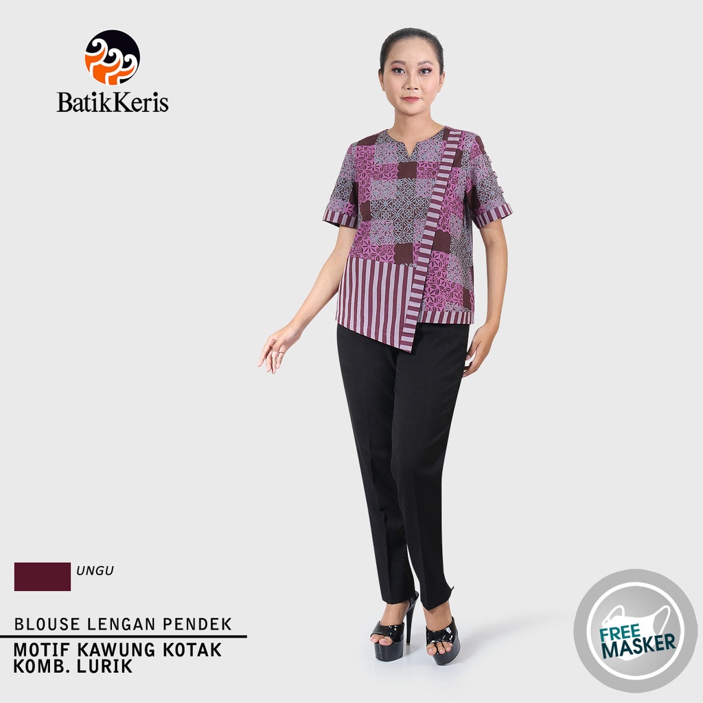 Batik Keris Blus Lengan Pendek Kawung Kotak Komb Lurik