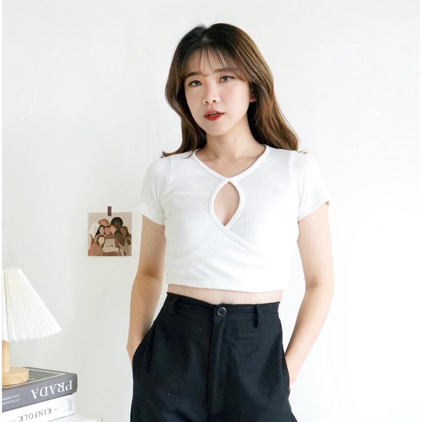 CAVALU Korean Knit Crop Top Wanita Korea Crop Tee 155