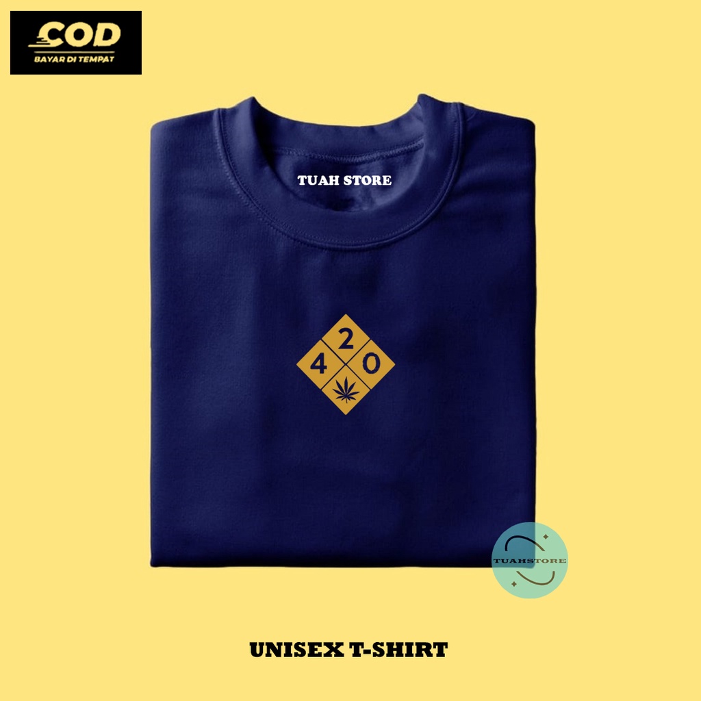 T-Shirt Pria / Baju Kaos / Lengan Pendek / Kaos Distro Logo 420 KOTAK BIG GOLD