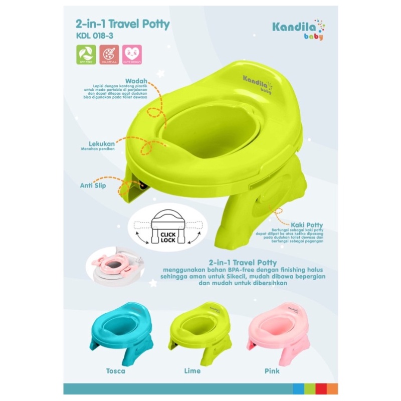 Kandila Baby Travel Potty 2in1 Training Potty Toilet Seat KDL018-3 Dudukan Toilet Bayi Kandila