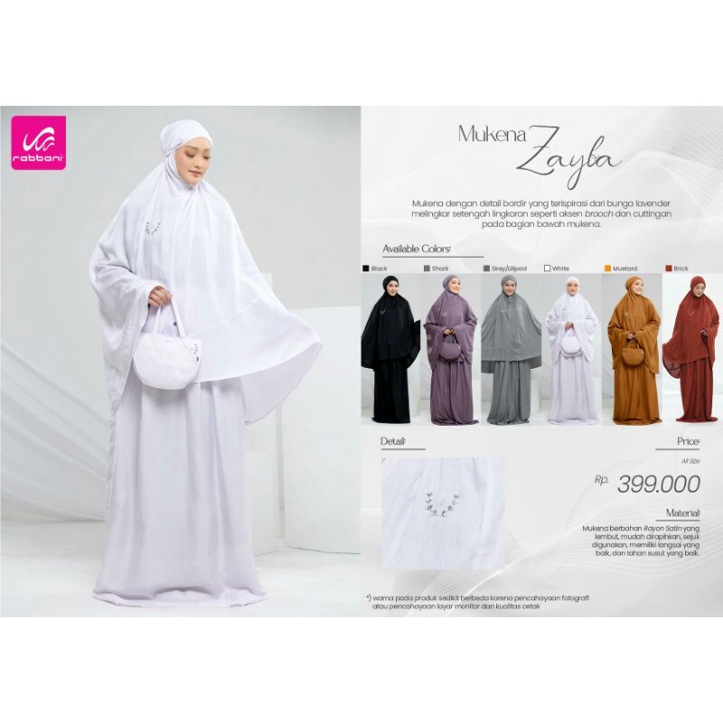 Mukena Zayba Rabbani - Mukena Rabbani Terbaru - Mukena Terbaru Rabbani - Mukena Potongan Putih - Muk