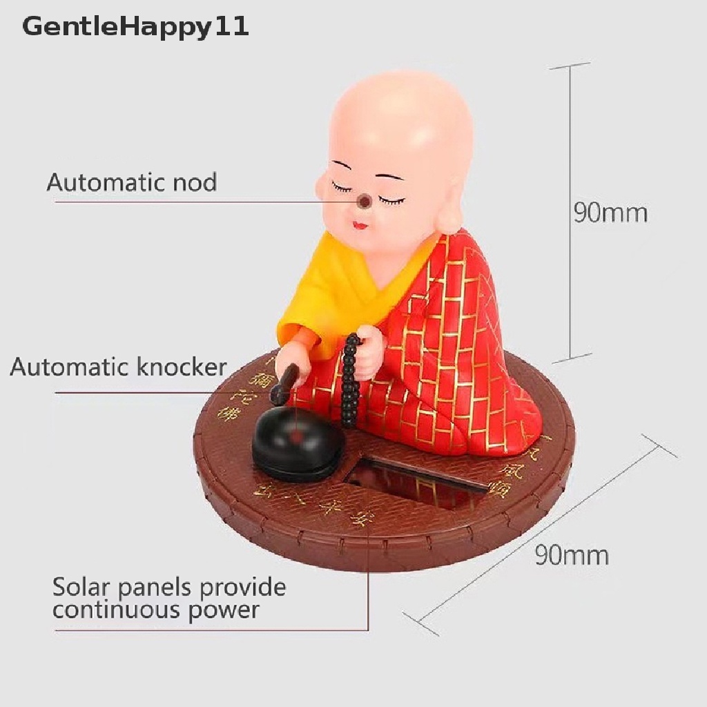 Gentlehappy Solar Powered Bobble Shaking Head Dancing Mainan Buddha Monk Doll Patung Patung Mobil Dash Board Dekorasi id