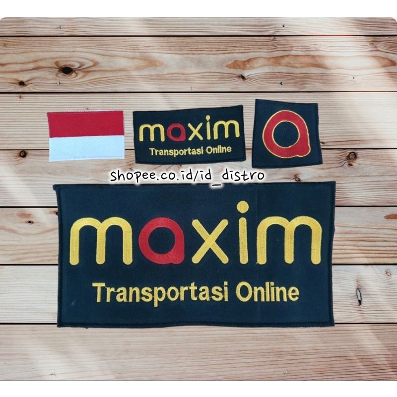 Emblem Logo Patch Bordir Ojol Maxim (dasar hitam)