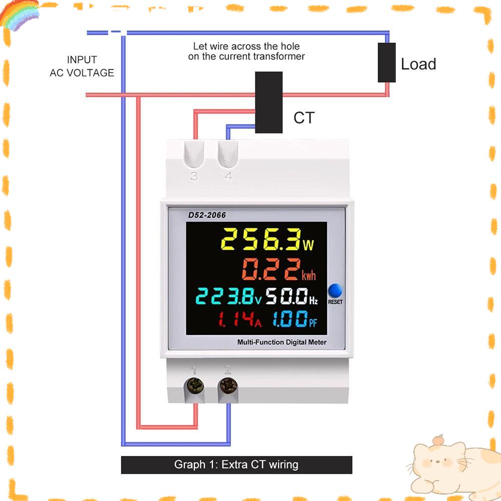 Solighter Din Rail Monitor AC Smart 110V 220V 380V 100A Ampli VOLT Energi Listrik