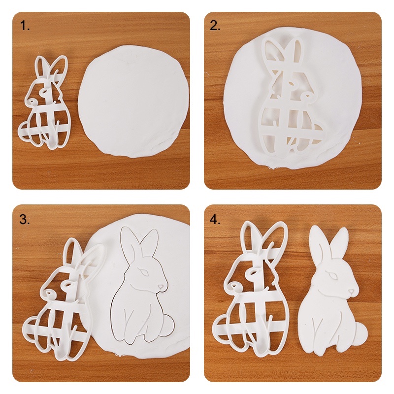 Pizza Buah Pie Fudge Pemotong Paskah Bunny Cookie Cetakan Jelly Mousse Kue DIY Model Bentuk Kelinci Cetakan Coklat Pesta Ulang Tahun Kreatif Baking Aksesoris