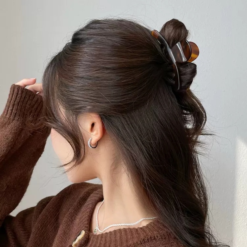 Korea Retro Besar Grabbing Perempuan Plat Asam Asetat Rambut Hiu Klip