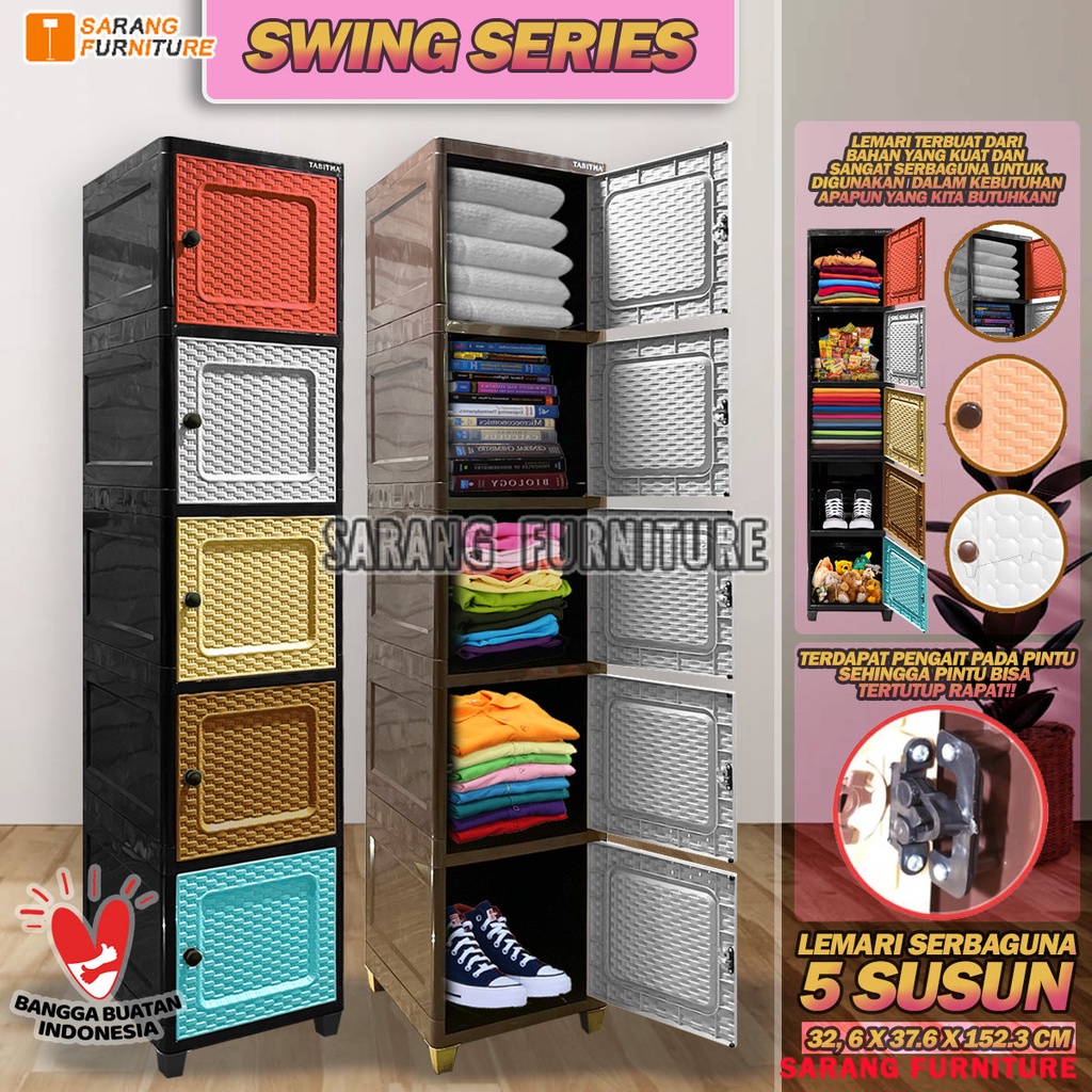 SWING Lemari Plastik  5 SUSUN SerbagunaTabitha CLICKS Tabitha LOKI LOKER SERBAGUNA Lemari Pakaian CABINET LEMARI TABITHA