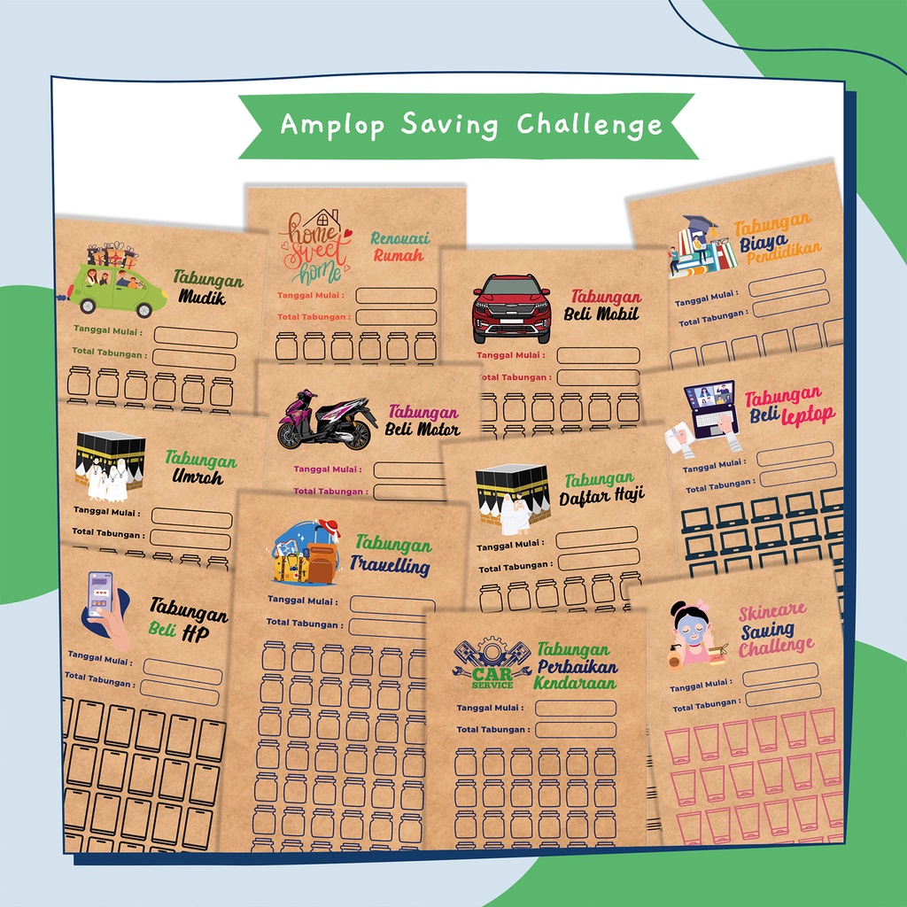 

Amplop Keuangan Tantangan Menabung - Sinking Funds Savings - Amplop Target Menabung