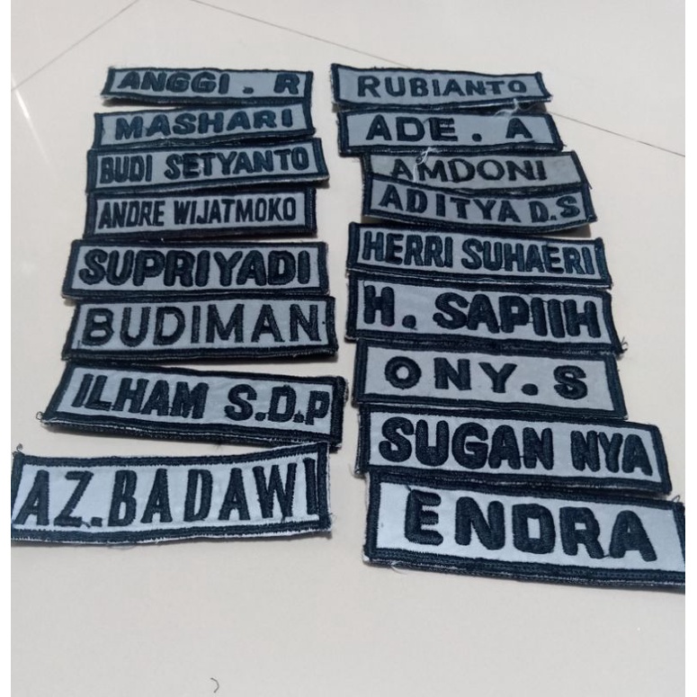 Bordir nama | Name Tag | Bordir nama untuk rompi