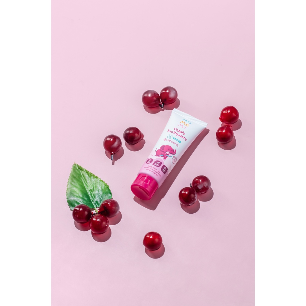 Momami Giggly Toothpaste Flouride Grape 50gr - Pasta Gigi / Odol Anak