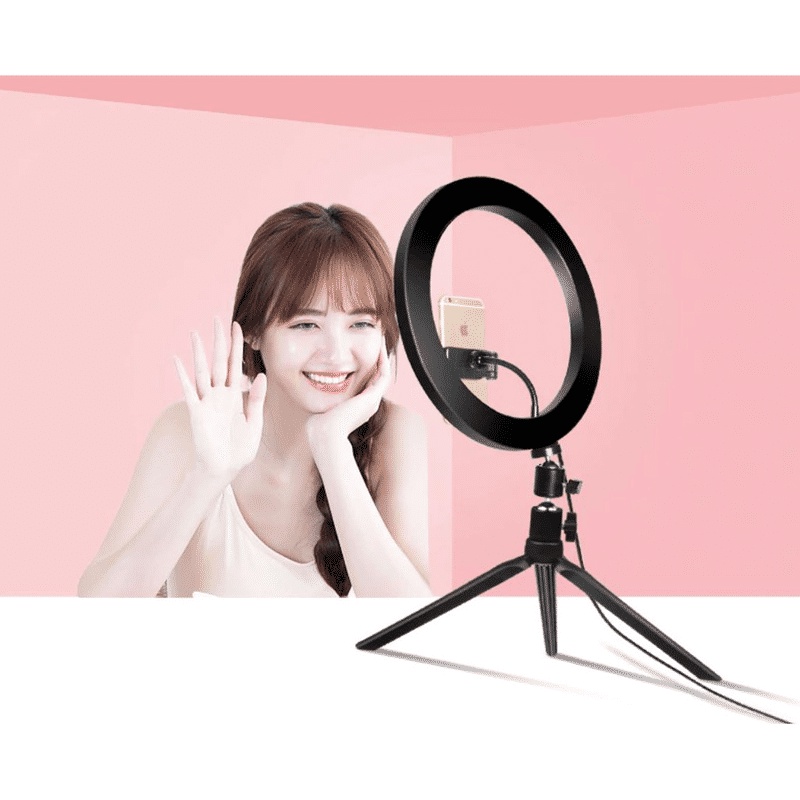 ANG Tripod Hp NoBar Livestreaming + Lampu Ringlight 26cm