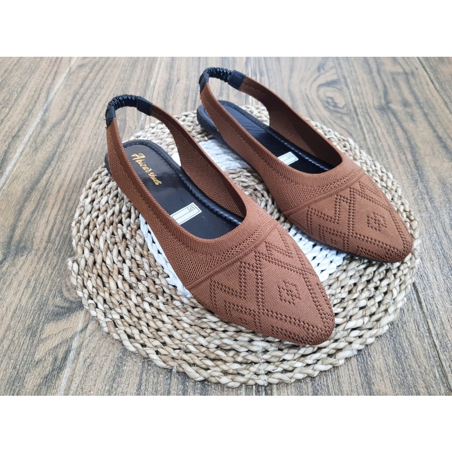 SANDAL BAPAU RAJUT IMPORT WANITA KARET BELAKANG BERKUALITAS/SENDAL SLOP/SENDALFLAT/SEPATU FLET