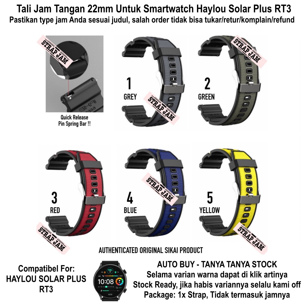 SIKAI Attitude 22mm Tali Jam Tangan Haylou Solar Plus RT3 - Strap Silikon Rubber