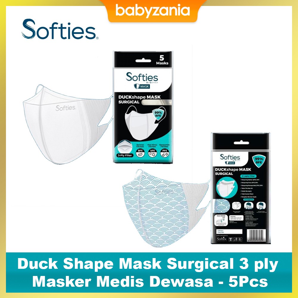 Softies Duck Shape Mask Surgical 3 ply Masker Medis Dewasa - 5 Pcs
