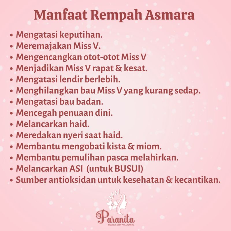 REMPAH ASMARA by PARANITA Ramuan Rempah Herbal Jamu Keputihan Kesehatan Wanita Pasca Melahirkan Perapat Perawat Miss V Vagina Kewanitaan