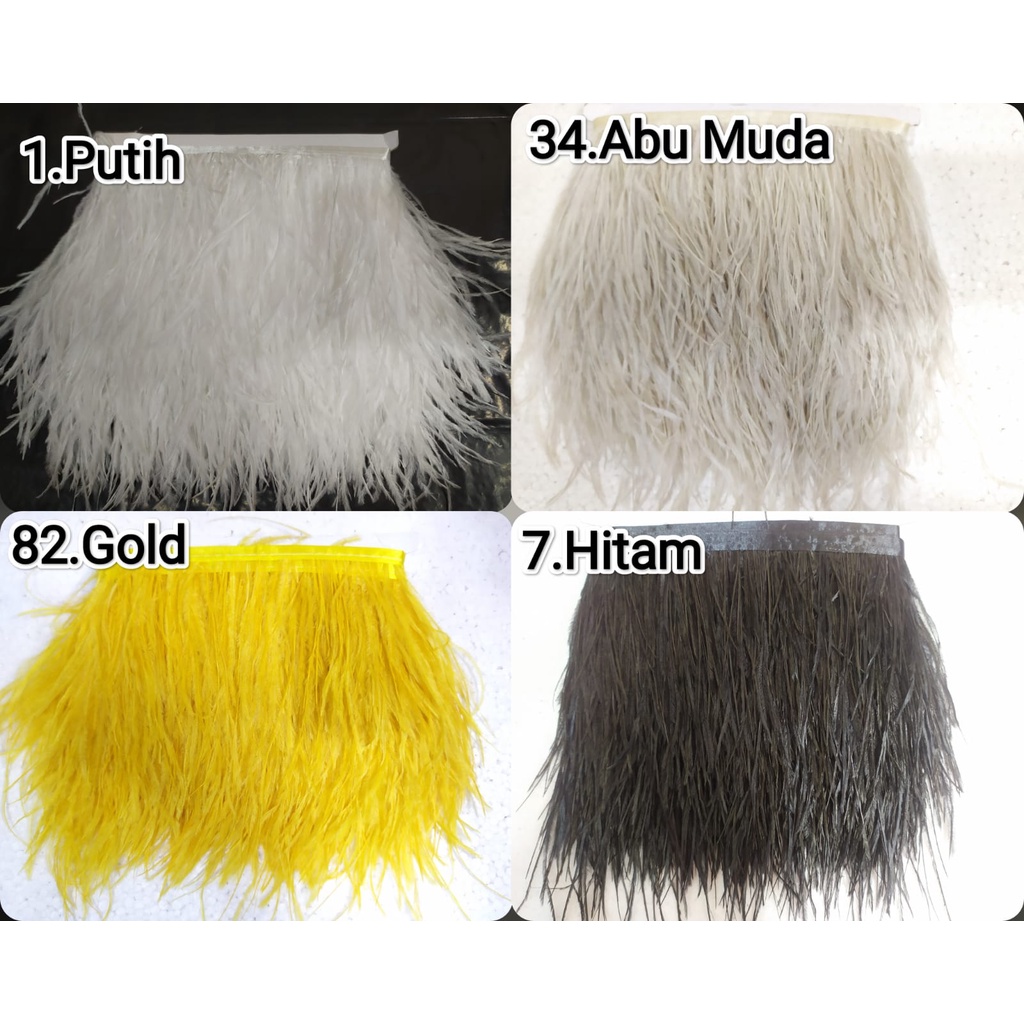 Renda Bulu Ostrich Feather Panjang per roll (10m)