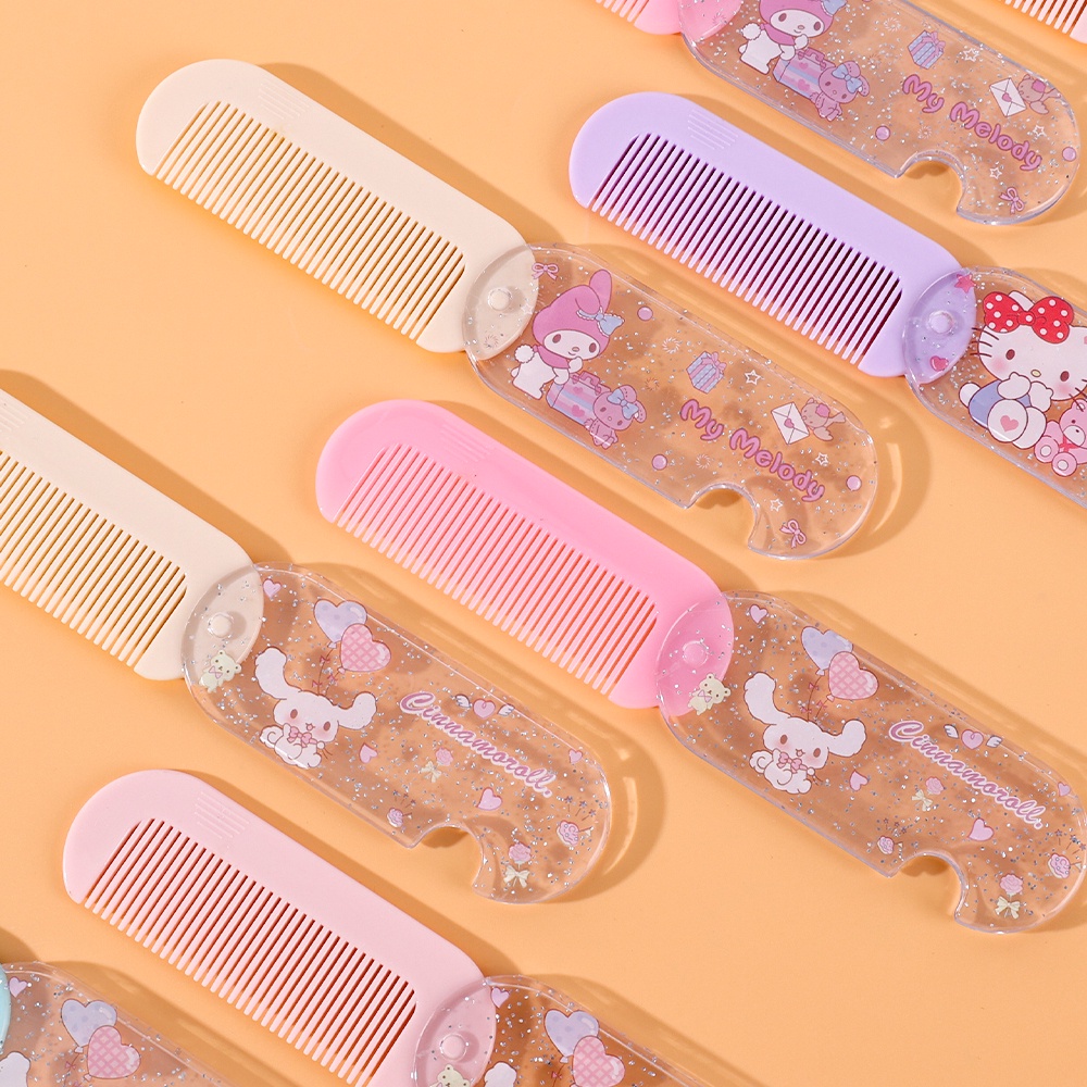 Gadis Kawaii Sisir Lipat Portable Sisir Rambut Kecil Lucu Untuk Pelajar Motif Kartun Sisir Poni Portable Plastik Praktis Hadiah Ulang Tahun