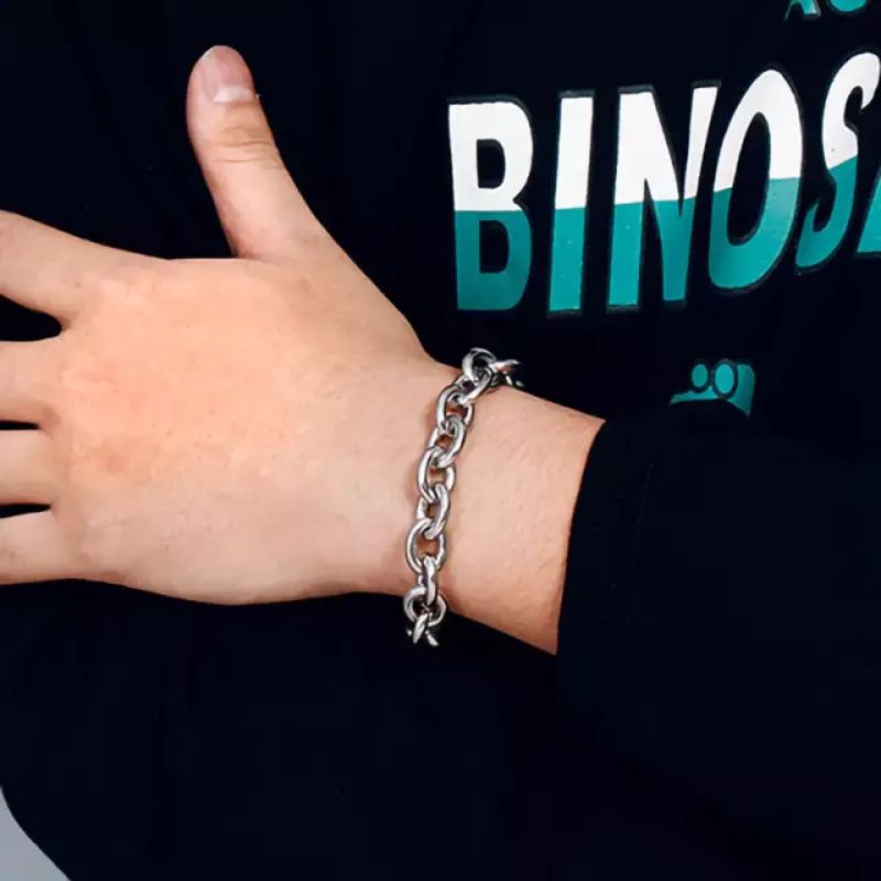 gelang rantai pria titanium anti karat - gelang rantai kapal 3mm - gelang jefri nichol - gelang rant