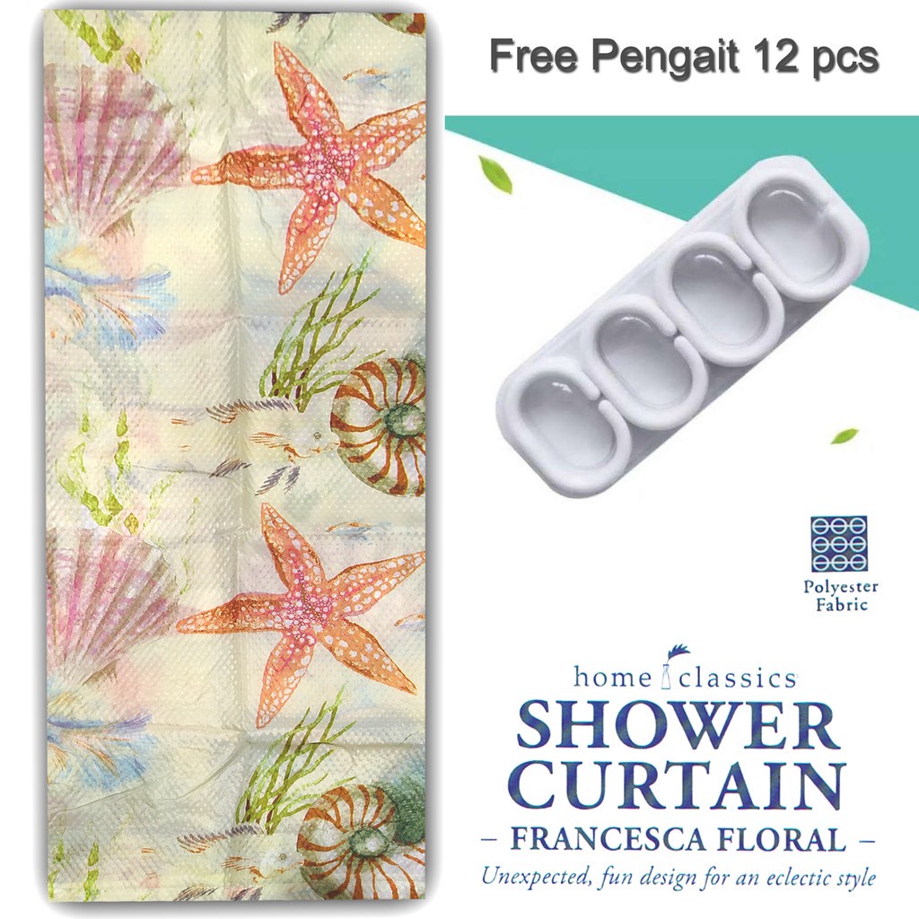 (SerbaSerbi)Gorden Kamar Mandi Shower Curtain tidak tembus cahaya /Tirai Kamar Mandi Bahan Polyester 180 x 180 Cm Sudah Di Lengkapi Ring Pengait New Motif