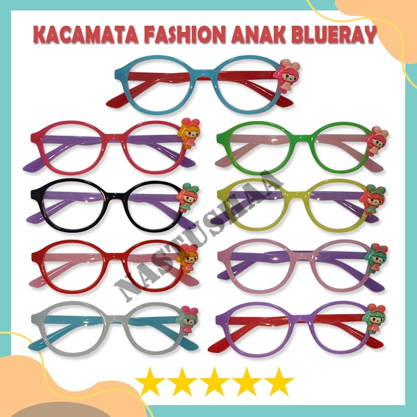 Kacamata Anak Perempuan Antiradiasi Blueray Kacamata Komputer Blue Light Fashion Kids Variasi Boneka Cewek Lucu