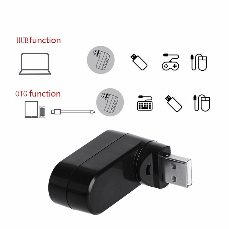 Hub USB Putar Portable Mini Rotating USB 2.0 Bagian Hub 3port USB Hub Berputar Semiper 3port USB 2.0 Hub Ekspanding