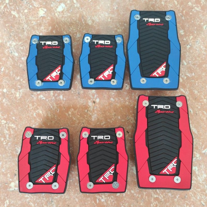 pedal gas pedal pad mobil manual 3 pcs biru merah universal