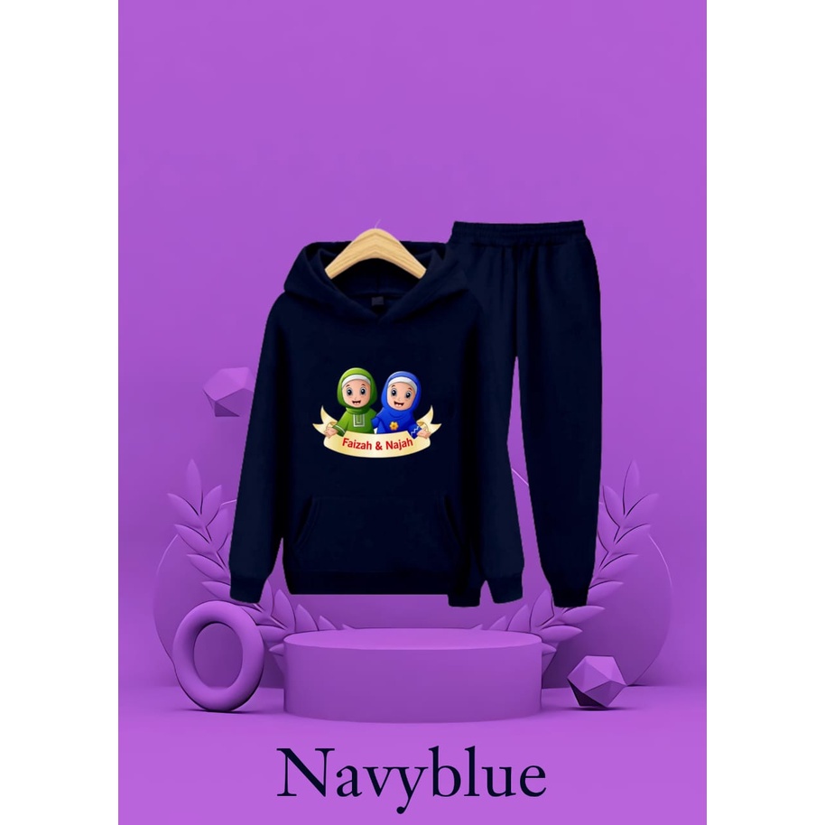 Hzl_outfit Setelan Sweater Hoodie Faizah Najah Anak Perempuan/ Setelan Hoodie Anak