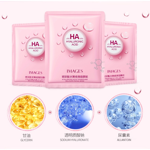 MASKER WAJAH Images HA Hyaluronic Acid Facial Sheet Mask Masker Images Asam Hialuronat Water Moisturizing