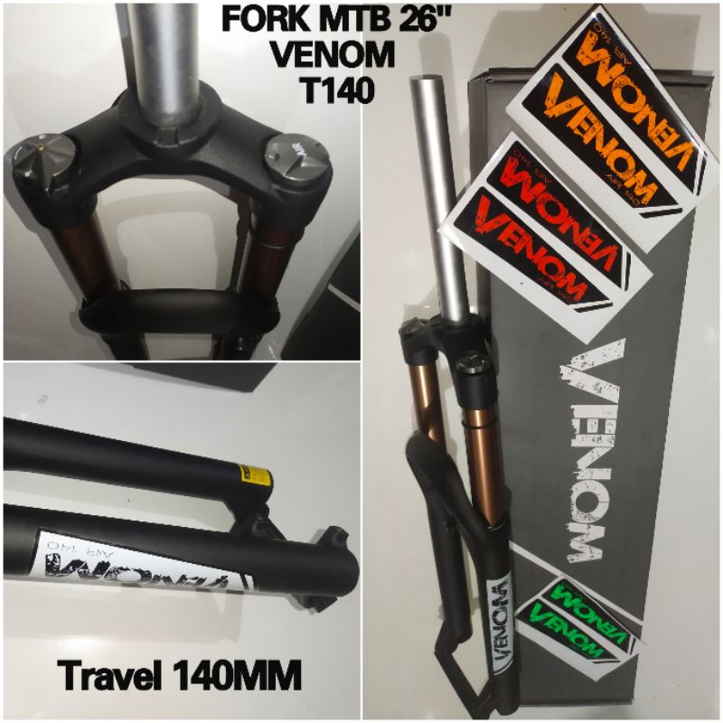 Fork MTB 26" Venom Travel 140 mm Air/Angin Disc Brake