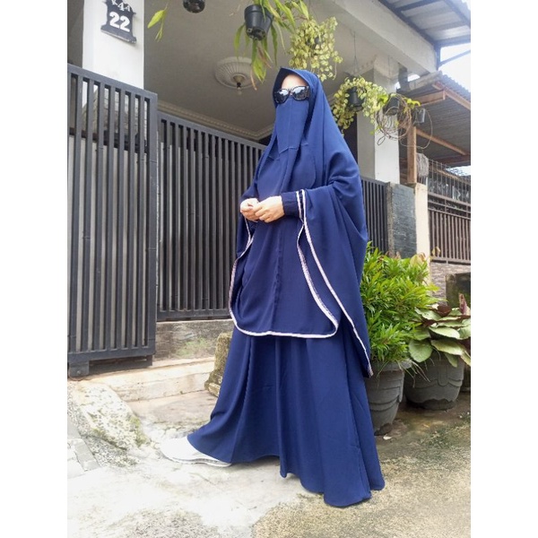 Gamis syari wolfis wolpeach set Khimar cadar murah