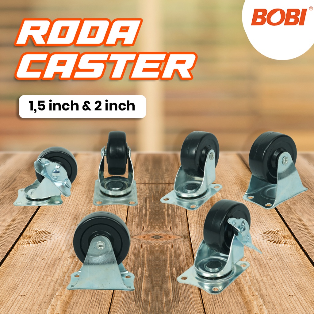 Roda Caster PVC NYLON // Roda Etalase Lemari 1,5 inch // Roda Serbaguna BOBI - Warna Random