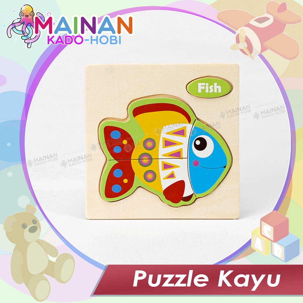 MAINAN KADO HOBI ULANG TAHUN ANAK PUZZLE KAYU MOTIF KARAKTER LUCU ANIMAL