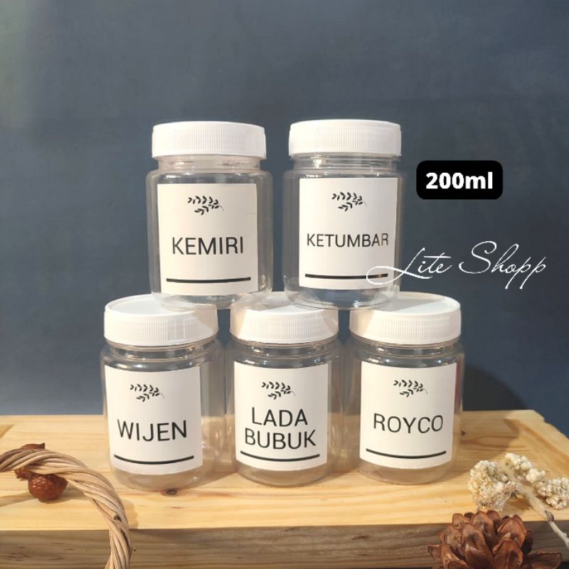 Toples bumbu dapur aestetic 200ml free label stiker waterproff